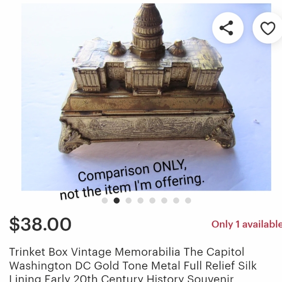 Vintage Trinket Box, U. S. Capitol, Souvenir, Washington DC, Metal, Japan, - Picture 9 of 10